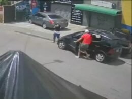 Vídeo: motorista esquece de puxar freio de mão e carro atropela pai e filho no Paraná