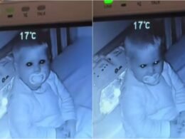 Mãe flagra filha de 9 meses sentada no berço à espera do seu retorno minutos depois de coloca-la para dormir