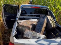 Apreendida quase uma tonelada de maconha em caminhonete roubada