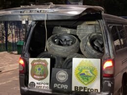 Depósito ilegal de pneus contrabandeados é descoberto em posto de combustível na BR-277