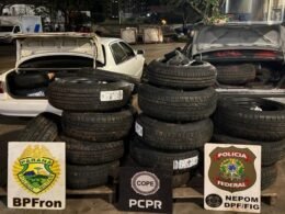 Polícia fecha depósito irregular com 160 pneus contrabandeados no rio Paraná